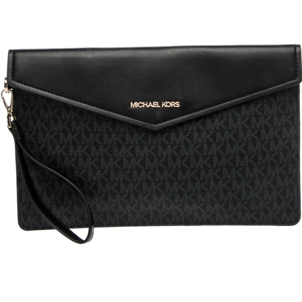 Michael Kors Black Monogram Wristlet Clutch - Picture 1 of 3